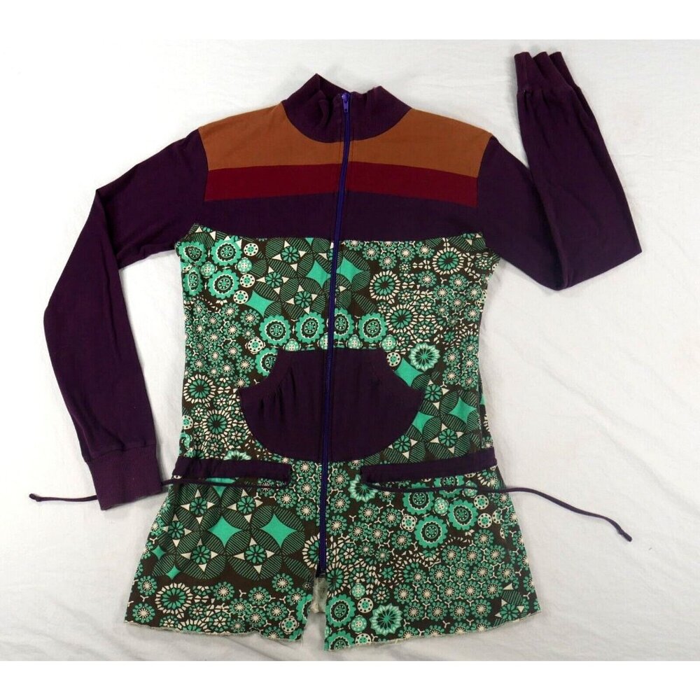 Jedzebel Full Zip Sweater Multi Pattern Colorblock Cotton Jacket Womens Large